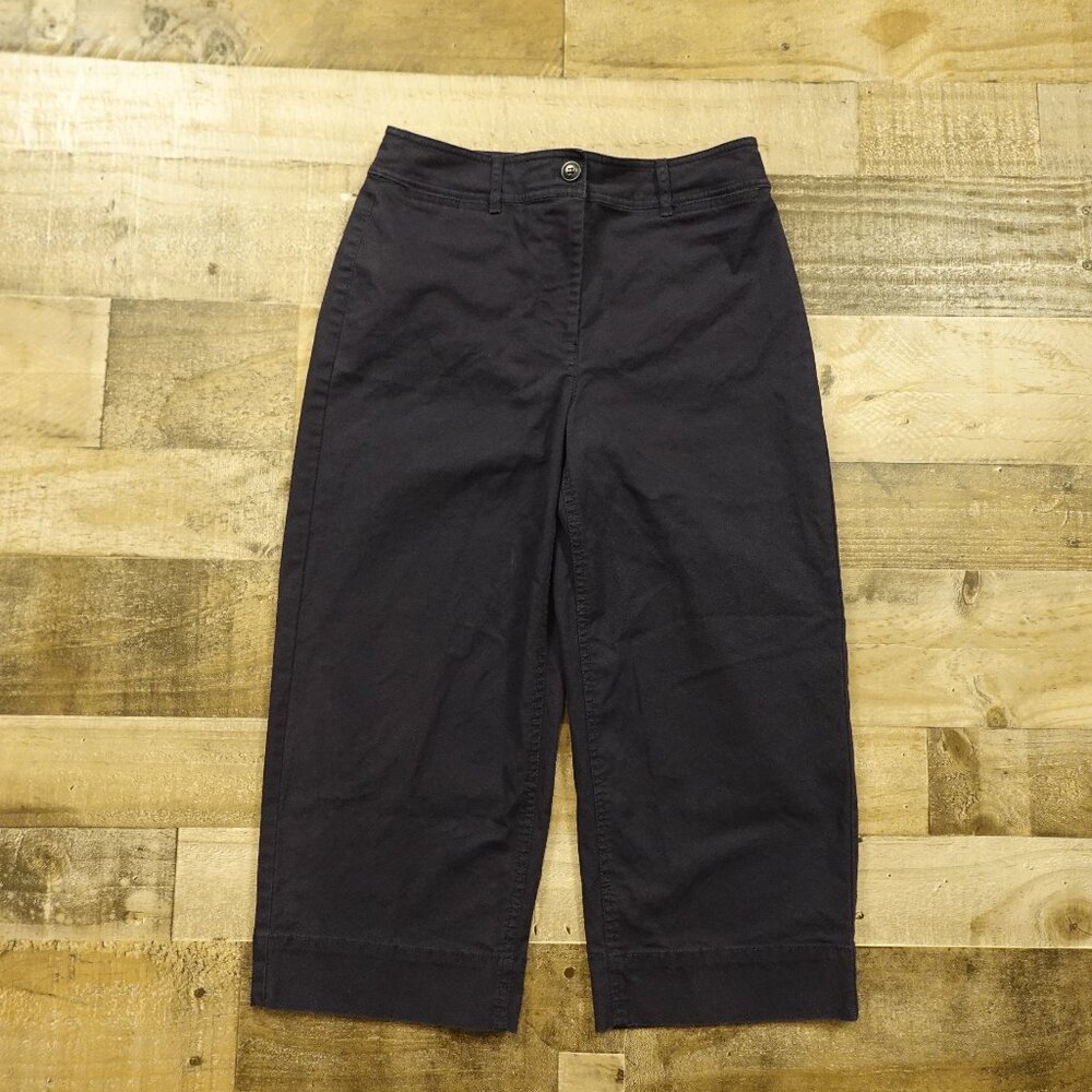 Talbots Wide Leg Crop Chino Pants Women's 4P Petite Navy